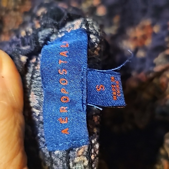 Aeropostale Blue Printed Mock Neck Smocked Fit & Flare Dress. Sz S 🙂 - Picture 6 of 6